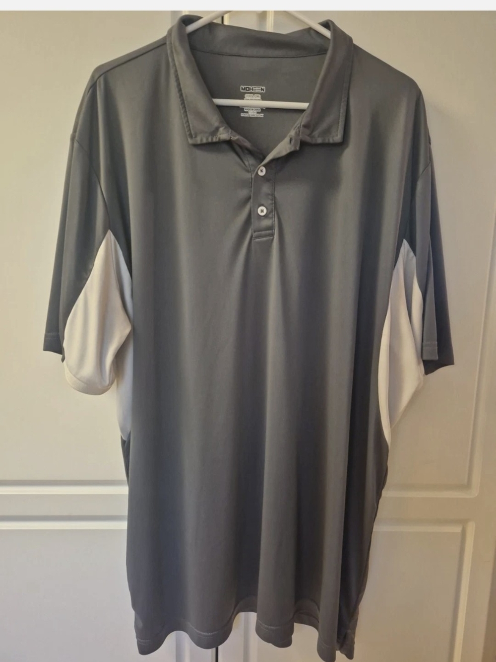 Moheen Polo Golf Shirt Mens 3XL Gray White Cool Dri Performance UPF50+